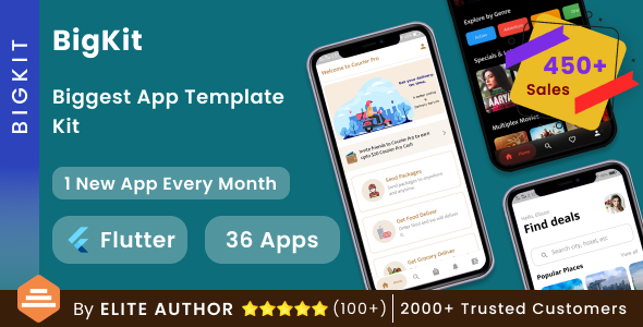 Flutter UI Kit BigKit Biggest Flutter App Template Kit 36 Apps